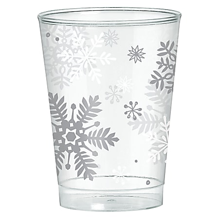 Amscan Christmas Snowflake Plastic Tumblers, 10 Oz, Clear, 40 Tumblers Per Pack, Set Of 2 Packs