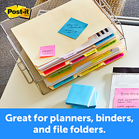 Post it Notes Durable Filing Tabs 2 Assorted Colors 6 Flags Per Pad Pack Of  4 Pads - Office Depot