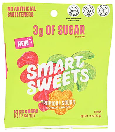 Smart Sweets Tropical Sours Gummy Candy, 1.8 Oz, Total Qty 14