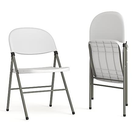 Flash Furniture HERCULES Plastic Folding Chairs, White/Gray, Set Of 2 Chairs