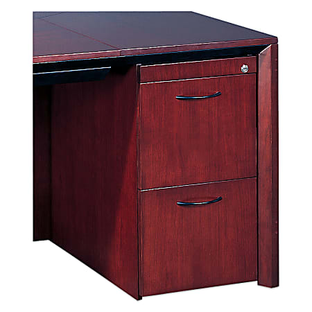 Mayline® Group File/File Pedestal, For Reception Desk, 3-Drawer, 27"H x 15"W x 24"D, Mahogany, Unfinished Top