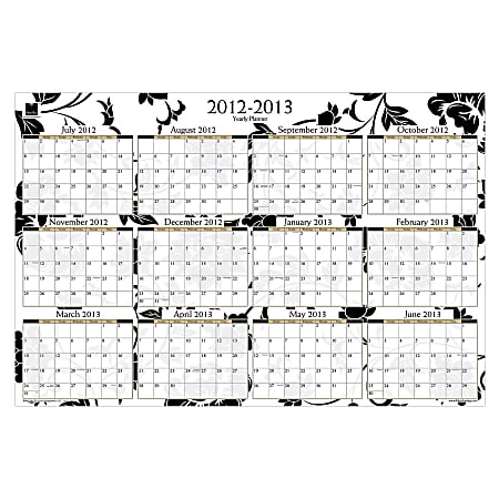 Blue Sky® Academic/Annual Erasable/Reversible Wall Planner, 36" x 24", Barcelona/Maison, July 2012-June 2013/January-December 2013