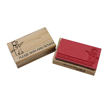 Center Enterprise Please Sign Bear Sweet-Arts Artistic Rubber Stamps, 3" x 2", Pack Of 4