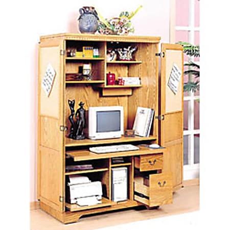 Cole Office Chatsworth Computer Armoire, 74"H x 48"W x 26"D, Light Oak