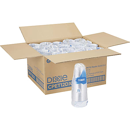 Dixie Clear Plastic Cold Cups - 25 / Pack - 20 / Carton - Clear - PETE Plastic - Coffee Shop, Soda, Sample, Iced Coffee, Restaurant, Breakroom, Lobby, Cold Drink, Beverage