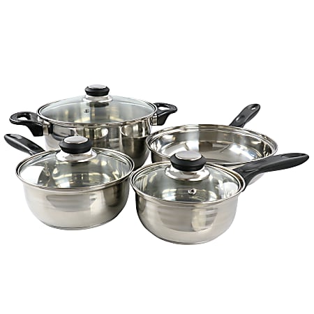 Gibson Home Lybra 7-Piece 2-Tone Polished Stainless Steel Cookware Set, Silver