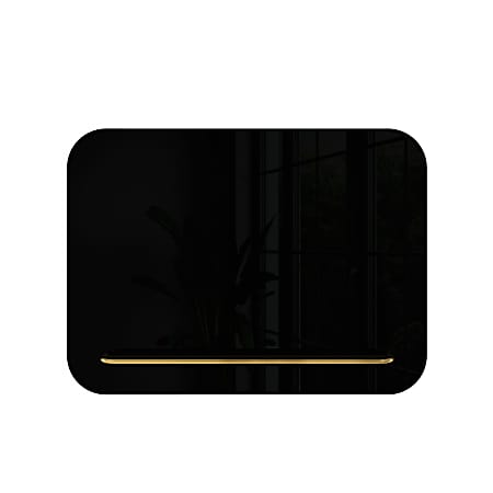 U Brands Magnetic Black Glass Dry Erase Board Frameless, 24x18