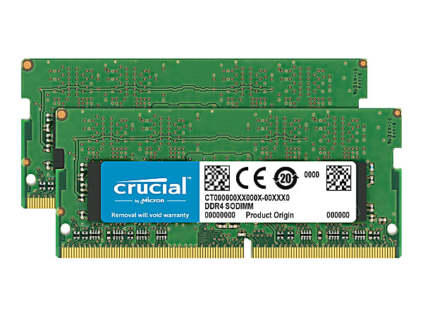 Crucial - DDR4 - kit - 32 GB: 2 x 16 GB - SO-DIMM 260-pin - 2666 MHz / PC4-21300 - CL19 - 1.2 V - unbuffered - non-ECC