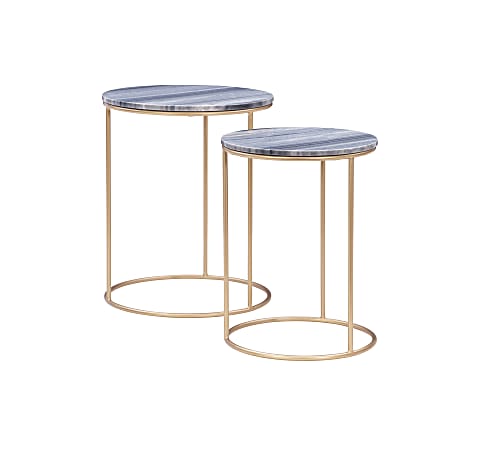 Powell Fentun Nesting Tables, 22"H x 18"W x 18"D, Gold/Gray, Set Of 2 Tables