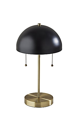 Adesso® Bowie Table Lamp, 18"H, Antique Brass Base/Black Shade