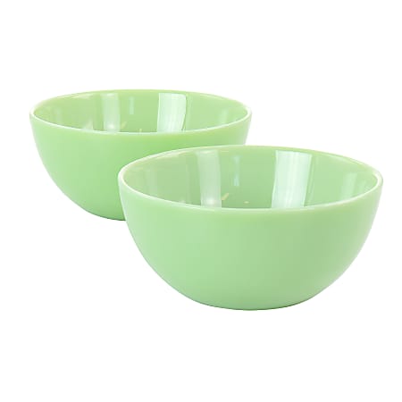 Martha Stewart Jadeite Glass 2-Piece Bowl Set, 6", Jade Green