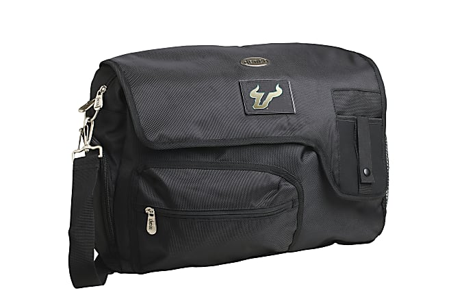 Denco Sports Luggage Travel Messenger Bag With 15" Laptop Pocket, South Florida Bulls, 15 1/4"H x 12"W x 1 1/4"D, Black