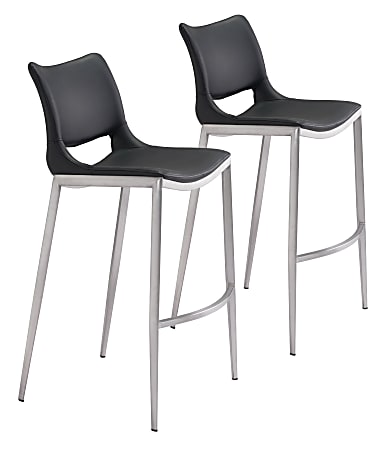 Zuo Modern Ace Bar Chairs, Black, Set Of