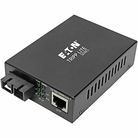 Eaton Tripp Lite Series Gigabit Singlemode Fiber to Ethernet Media Converter, POE+ - 10/100/1000 SC, 1310 nm, 20 km (12.4 mi.) - N785P01SCSM1