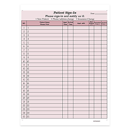 HIPAA Compliant Patient/Visitor Privacy 2-Part Sign-In Sheets,