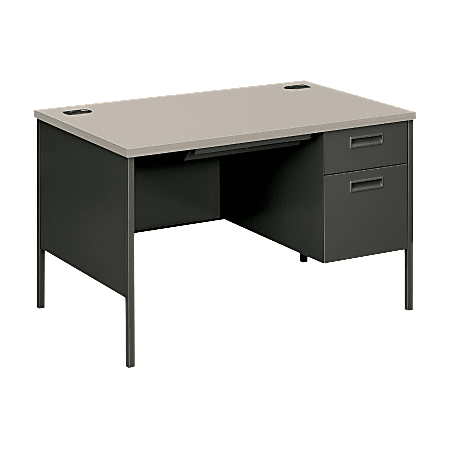 HON® Metro Classic Single-Pedestal Desk, Gray/Charcoal