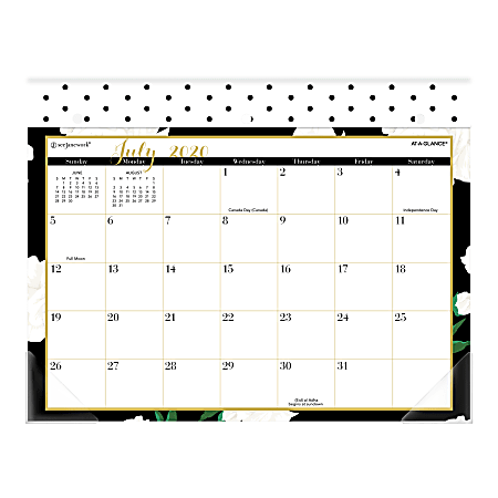 See Jane Work® Black Dot Monthly Academic Mini Desk Pad Calendar, 11" x 8-1/2", July 2020 To June 2021, SJ101-706A