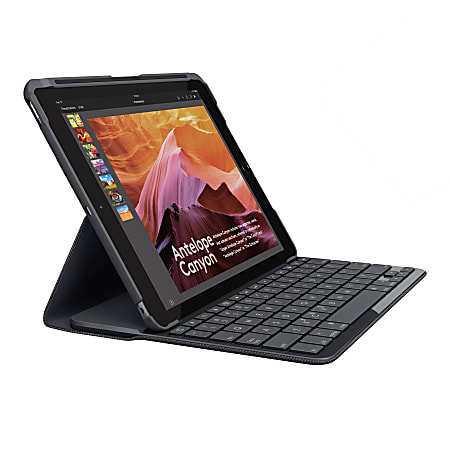 Logitech® Slim Folio With Integrated Bluetooth® Keyboard For Apple® iPad® 9.7", Black