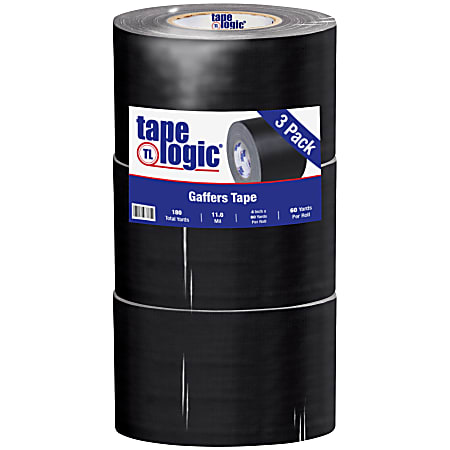 Tape Logic Gaffers Tape, 4" x 60 Yd., 11 Mil, Black, Case Of 3 Rolls