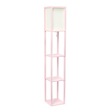 Lalia Home Column Shelf Floor Lamp, 62-3/4"H, Light Pink/White