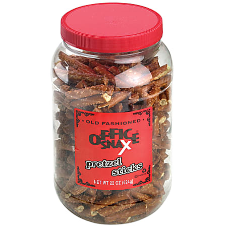 Office Snax® Giant Pretzel Sticks, 22 Oz. Tub
