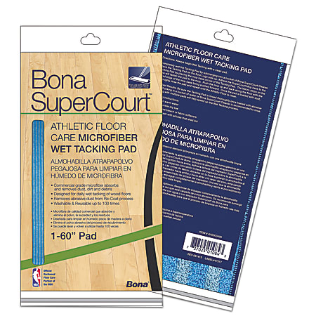 Bona® SuperCourt™ Athletic Floor Care Microfiber Wet Tacking Pad, 60", Light/Dark Blue