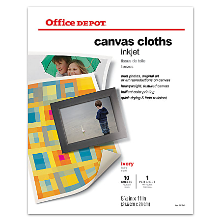 Office Depot® Inkjet Canvas Cloths, Letter Size (8 1/2" x 11"), Pack Of 10