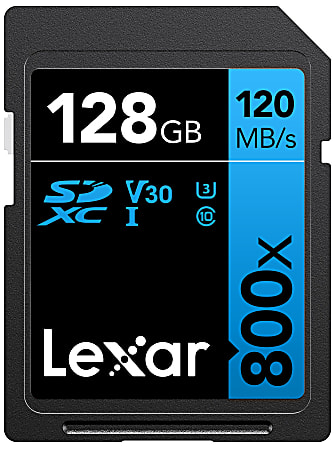 Lexar High Performance BLUE Series 800x SDHC/SDXC Flash Memory Card, 128GB, LSD128GCB1NL800