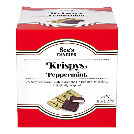See's Candies Peppermint Krispys, 8 Oz, Pack Of 30 Bars