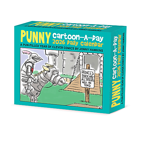 2026 Willow Creek Press Page-A-Day Daily Desk Calendar, 6-1/4" x 5-1/2", Punny Cartoon-A-Day by Jonny Hawkins, January To December, 54390