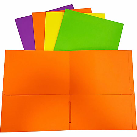 Sparco Leatherette 2-Pocket Letter Portfolio Folders, 8-1/2" x 11", Assorted Colors, Box Of 25 Folders