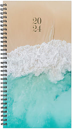 2024 Willow Creek Press Weekly/Monthly Spiral Pocket Planner, 6-1/2" x 4", Beach Waves, January To December