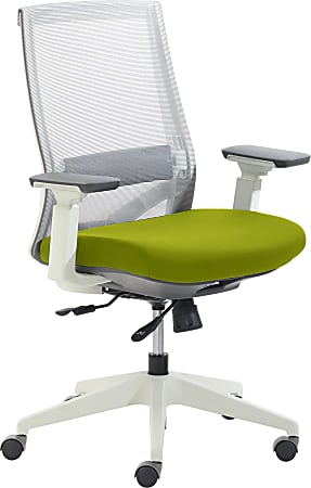 True Commercial Pescara Ergonomic Mesh/Fabric Mid-Back Executive Chair, Green/Off-White
