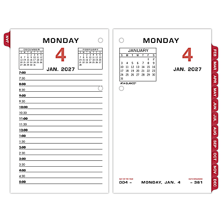 AT-A-GLANCE® 2027 Daily Loose-Leaf Desk Calendar Refill With Weekends, Standard, 3 1/2" x 6"