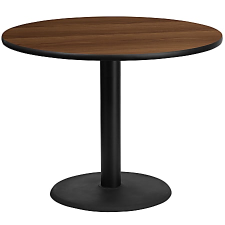 Flash Furniture Laminate Round Table Top With Table-Height Base, 31-1/8"H x 42"W x 42"D, Walnut/Black
