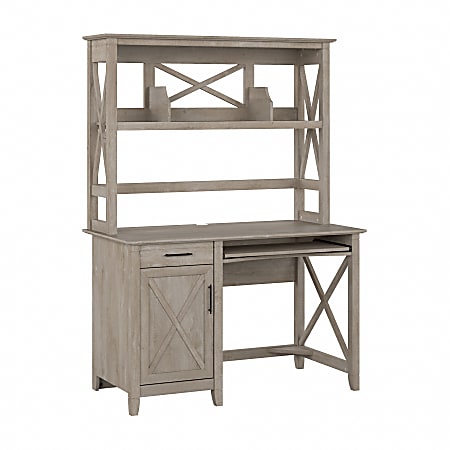 Bush® Furniture Key West 48"W Small Computer Desk With Hutch, Washed Gray, Standard Delivery