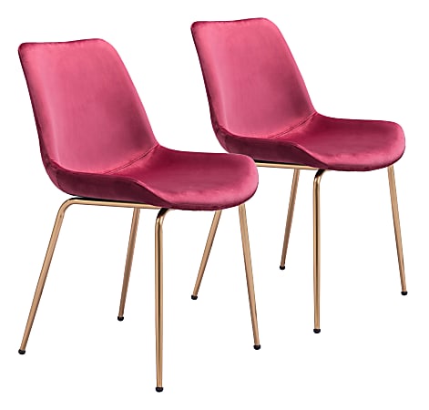 Zuo Modern Tony Dining Chairs, Red/Gold, Set Of 2 Chairs
