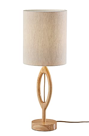 Adesso Mayfair Table Lamp, 27-1/2”H, Light Textured Beige Fabric Shade/Natural Base