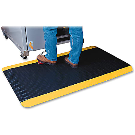 Genuine Joe Safe Step Anti-Fatigue Mat, 3' x 12', Black/Yellow