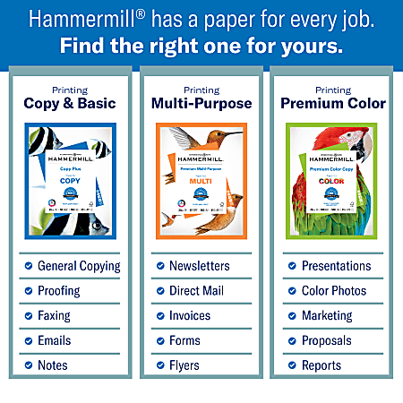 Hammermill® Premium Color Multi-Use Printer & Copy Paper, 5 Reams, Photo White, Letter (8.5" x 11"), 2500 Sheets Per Case, 28 Lb, 100 Brightness