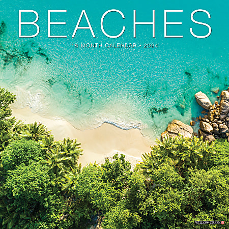 2024 Willow Creek Press Scenic Monthly Wall Calendar, 12" x 12", Beaches, January to December