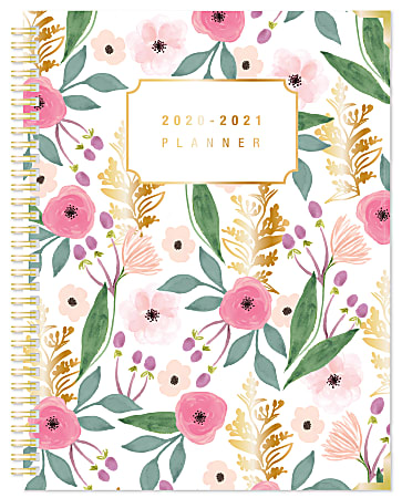 Office Depot® Brand Weekly/Monthly Academic Planner, 8-1/2" x 11", Floral, July 2020 To June 2021, ODUS1933-027