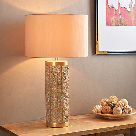 Kenroy Home Ibis Table Lamp 27 34 H Gold ShadeGold Base Office Depot