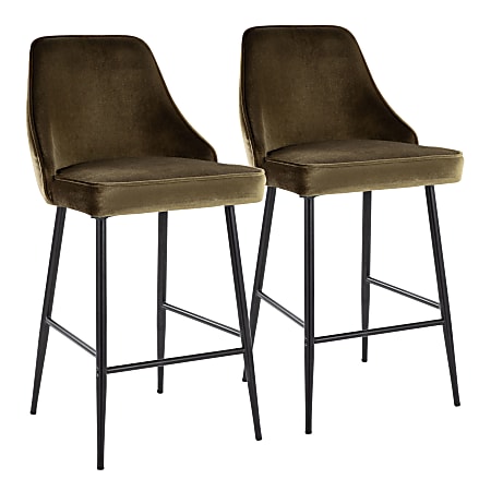 LumiSource Marcel Contemporary Counter Stools, Green/Black, Set Of 2 Stools