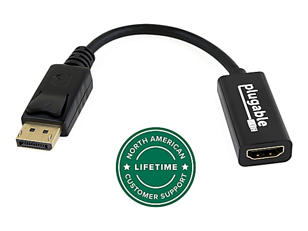 Plugable DisplayPort to HDMI Passive Adapter - (Supports Windows and Linux Systems and Displays up to 4K UHD 3840x2160@30Hz), Driverless