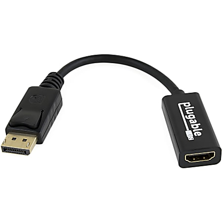 Plugable DisplayPort to HDMI Passive Adapter - (Supports Windows and Linux Systems and Displays up to 4K UHD 3840x2160@30Hz), Driverless