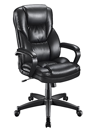 Realspace Fosner Bonded Leather High Back Chair Black Office Depot