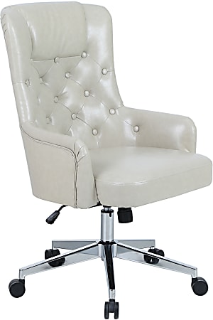 ALPHA HOME Ergonomic PU Leather High-Back Task Chair, Beige