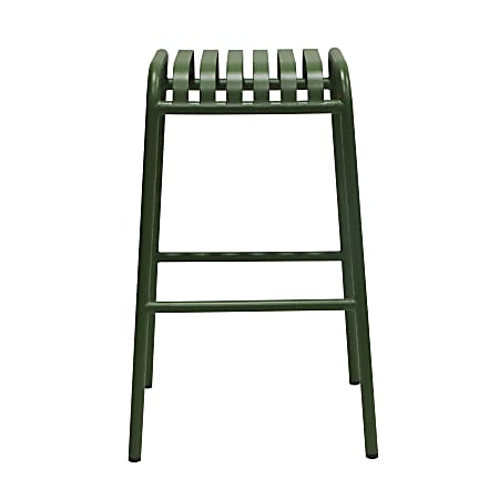 Eurostyle Enid Outdoor Furniture Steel Stackable Bar Stools, Dark Green, Set of 2 Stools