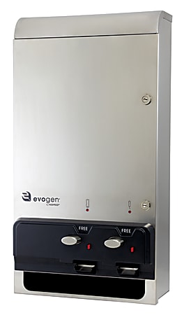 Hospeco EvoGen® EV-1 Metal Dual Pad/Tampon Dispenser, 9-15/16" x 16-3/4"W, Silver
